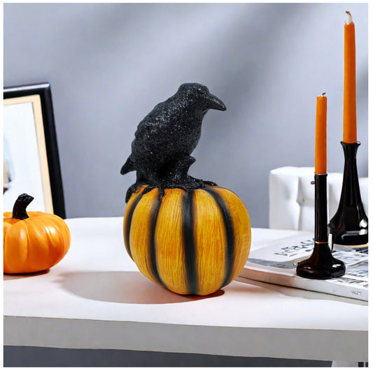 Halloween Crow Pumpkin Ornament Party Ghost Festival Resin Crafts Atmosphere Decoration Props