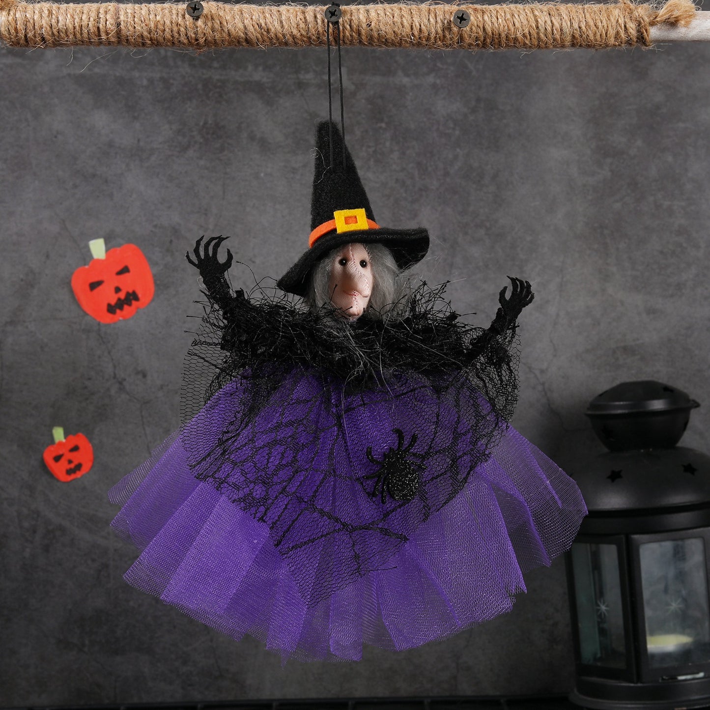 Halloween mesh pendant bar pumpkin witch ghost pendant scene decoration prank pendant