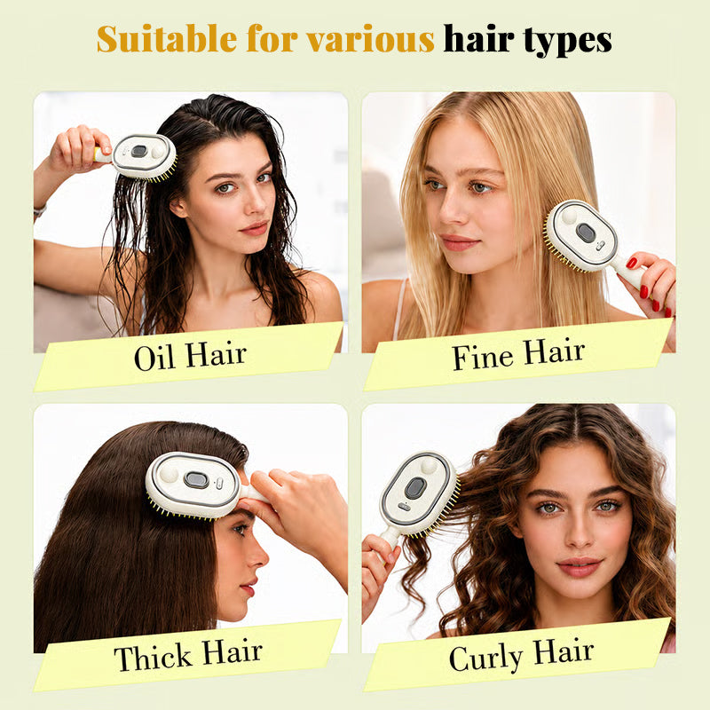Electric Ionic Steam Hair Straightening Brush – Anti-Frizz Mist Comb for Smooth & Shiny Hair