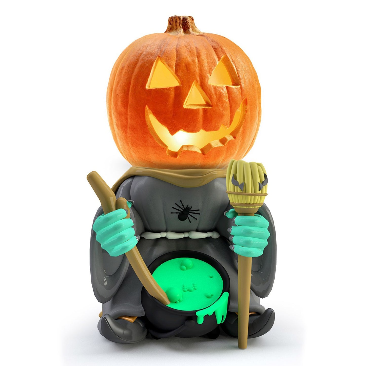 Halloween gift pumpkin knight garden ornaments decorative luminous small pumpkin head resin ornaments