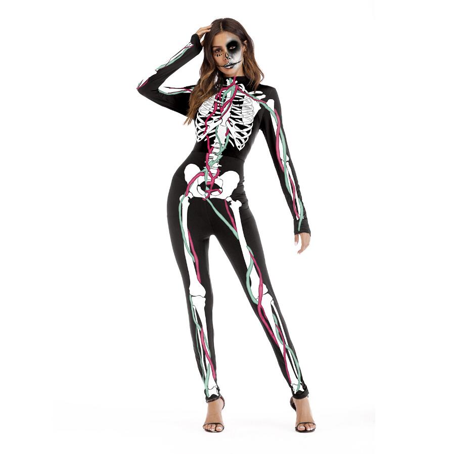 Halloween Long Sleeve Jumpsuit – Festival & Party Cosplay Costume for Women