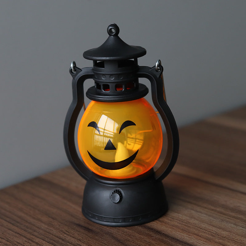 Halloween Decoration Retro Small Oil Lamp Electronic Candle Light LED Pony Light Creative Wind Lamp Portable Pumpkin Lantern