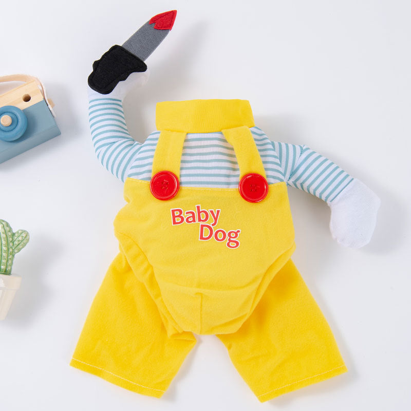 Pet clothes are funny take a knife transform into a pet dog Halloween pet