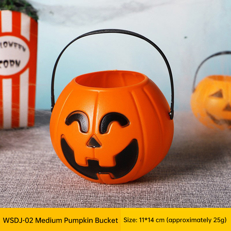 3-Pack 7-Inch Plastic Halloween Pumpkin Buckets - Kids' Trick-or-Treat Candy Holders & Home Decor