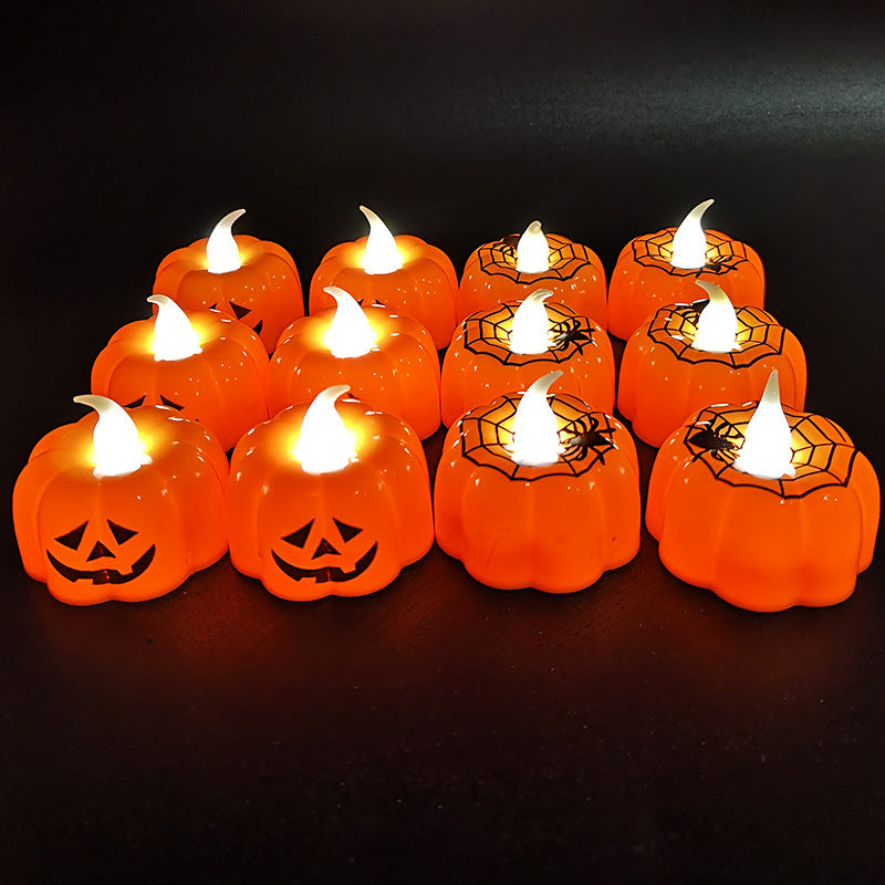 Halloween Pumpkin Lantern Halloween Decoration Props LED Electronic Candle Light Party Supplies Luminous Nightlight Wind Lantern