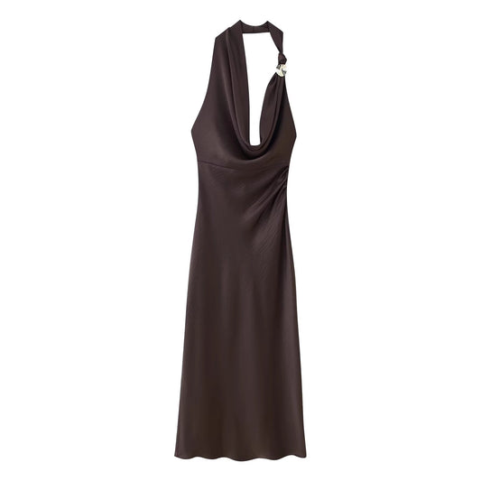 Hanging neck sleeveless backless versatile camisole dress for women