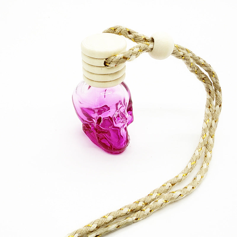 8ML five-line cover color spray skull glass bottle pendant empty bottle wooden cover new style multi-color Halloween