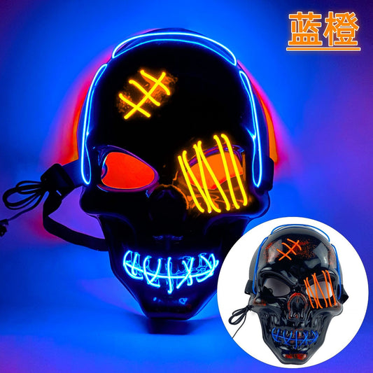 Scar One eyed Pirate Mask with Blood Terror Cold Light Halloween Mask LED Glow Mask
