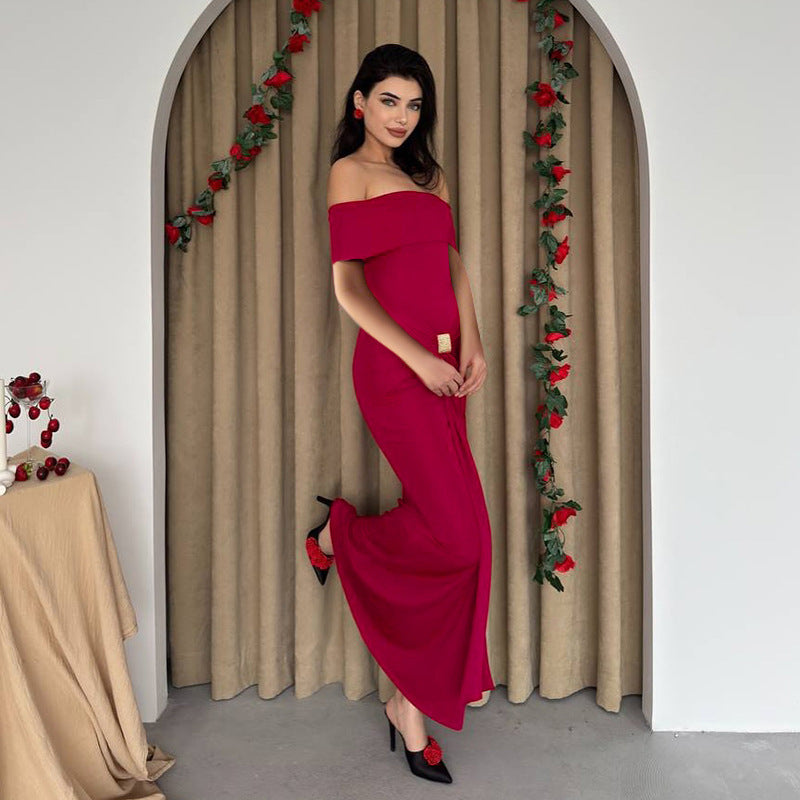 One shoulder slim fit fish tail slim fit dress