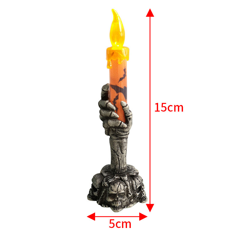 Halloween Skeleton Candlestick Ghost Festival Horror Decoration Props LED Electronic Candle Light Pumpkin Lantern Skull Ornament