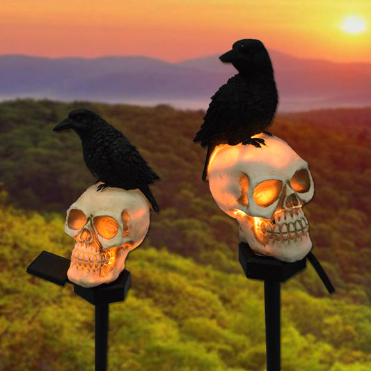 Halloween Outdoor Raven Solar Garden Light Skull Garden Landscape Insert Funny Decorative Light