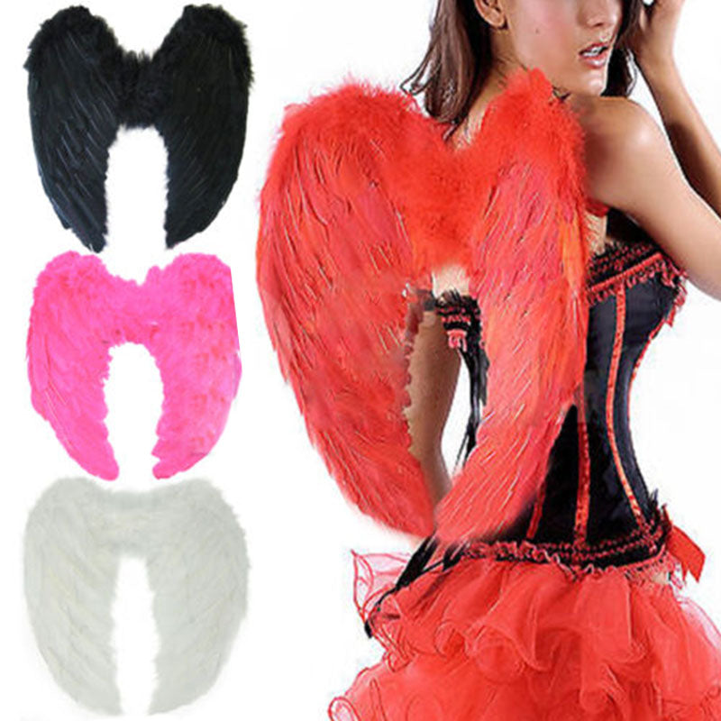 Angel Wings Costume for Women – 4 Color Feather Fairy Dress Up Outfit for Halloween & Party | Hermye