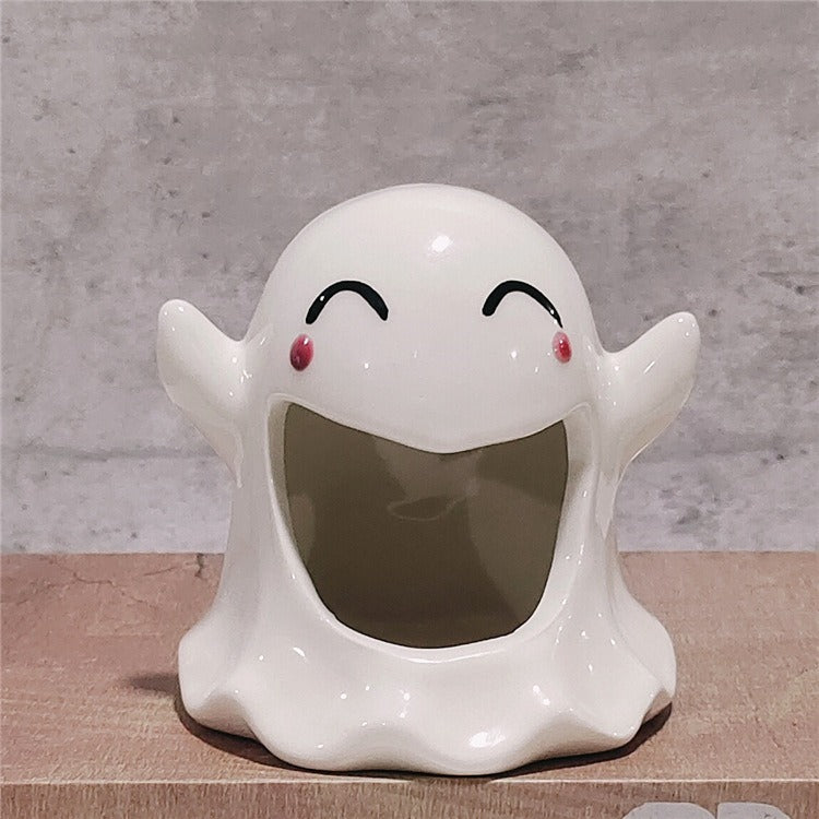 Popular Halloween Ceramic Ghost Candlestick Ware Decoration Home Table Top Scented Candle Container
