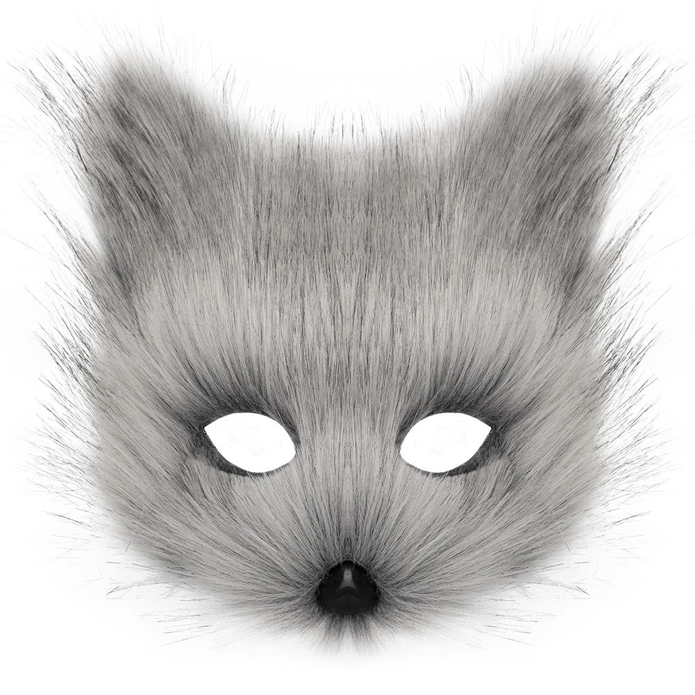 Halloween suit simulation fox mask gloves plush fox tail handmade animal tail cos prop accessories