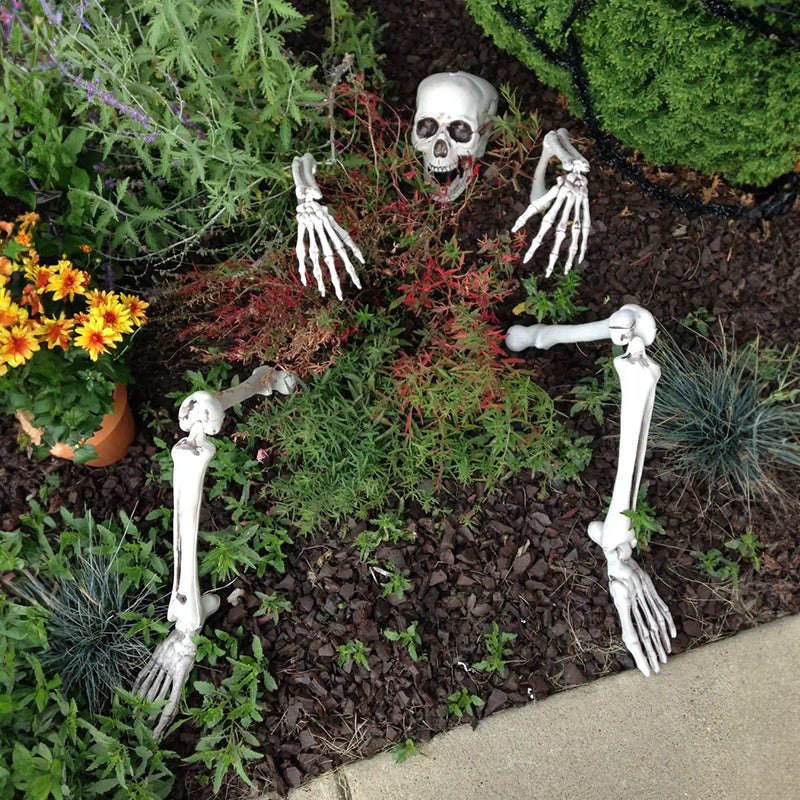 Halloween Skeleton Stakes: Realistic Skull, Head, Hands/Arms – For Party, Home, Garden, Lawn