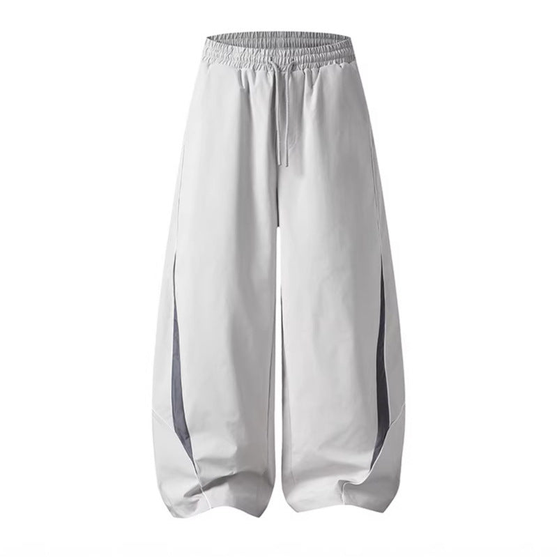 Patchwork Color-Blocked Unisex Spring Casual Loose Wide-Leg Pants Sports Long Pants
