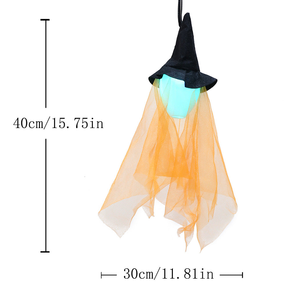 Halloween ghost hanging, glowing witch hanging, haunted house party, bar atmosphere, decoration, path, prank toys