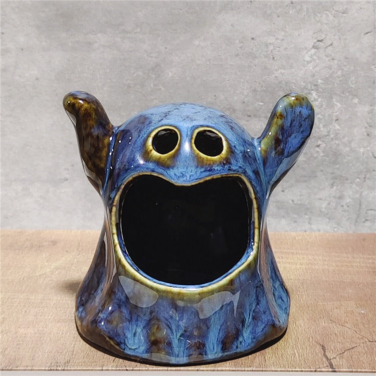 Popular Halloween Ceramic Ghost Candlestick Ware Decoration Home Table Top Scented Candle Container