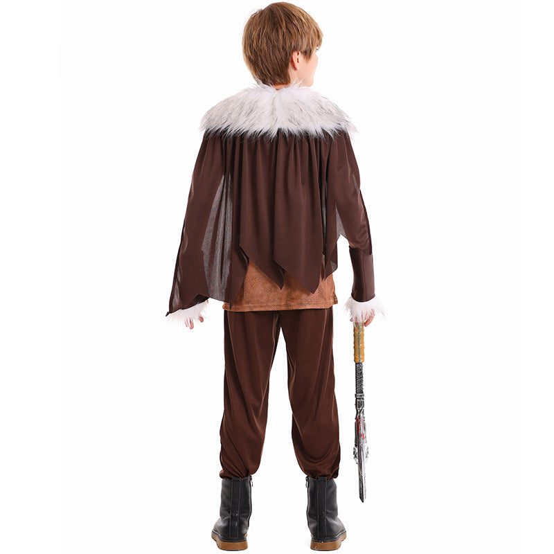 Halloween Kids Costume Viking Cosplay Stage Party Performance Outfit Viking Warrior Boy's Set