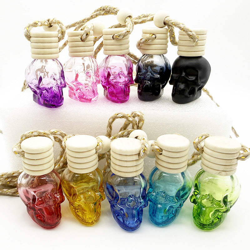 8ML five-line cover color spray skull glass bottle pendant empty bottle wooden cover new style multi-color Halloween
