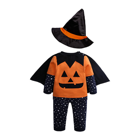 Clothing Autumn Clothing Children's Halloween Pumpkin Set Infant Children's Long-Sleeved Hat Cloak Four Pieces