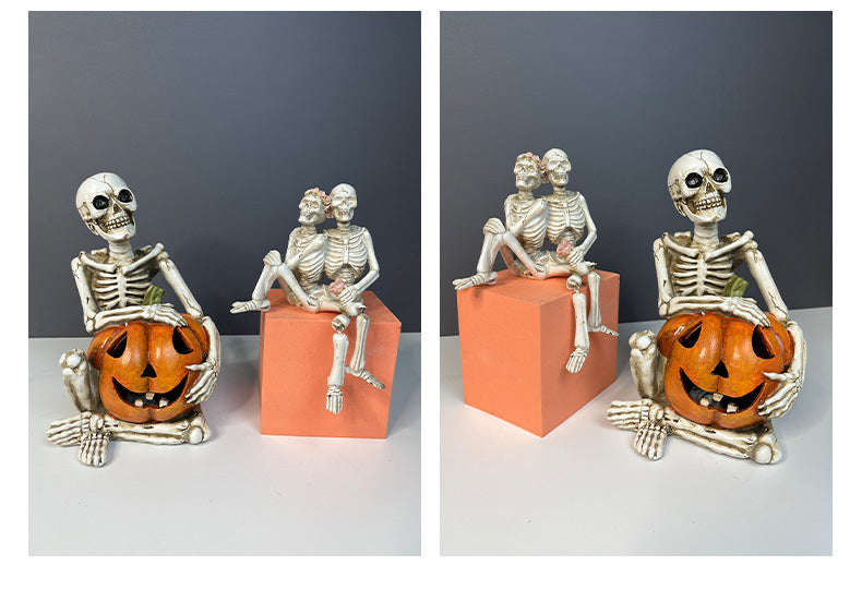 Halloween Hanging Foot Ghost Couple Skeleton Pumpkin Resin Decoration European Style Decoration