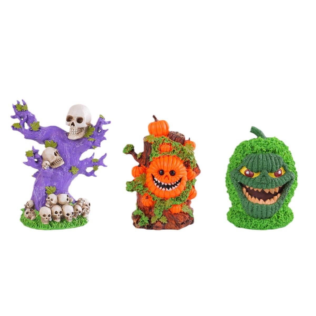Halloween tree spirit green pumpkin monster ornaments desktop party funny skull tree horror atmosphere layout decoration