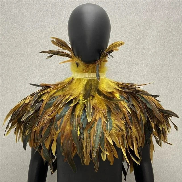Halloween Gothic Feather Cloak Cock Feather Scarf Cock Feather Fake Collar Makeup Ball Shawl