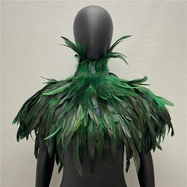 Halloween Gothic Feather Cloak Cock Feather Scarf Cock Feather Fake Collar Makeup Ball Shawl
