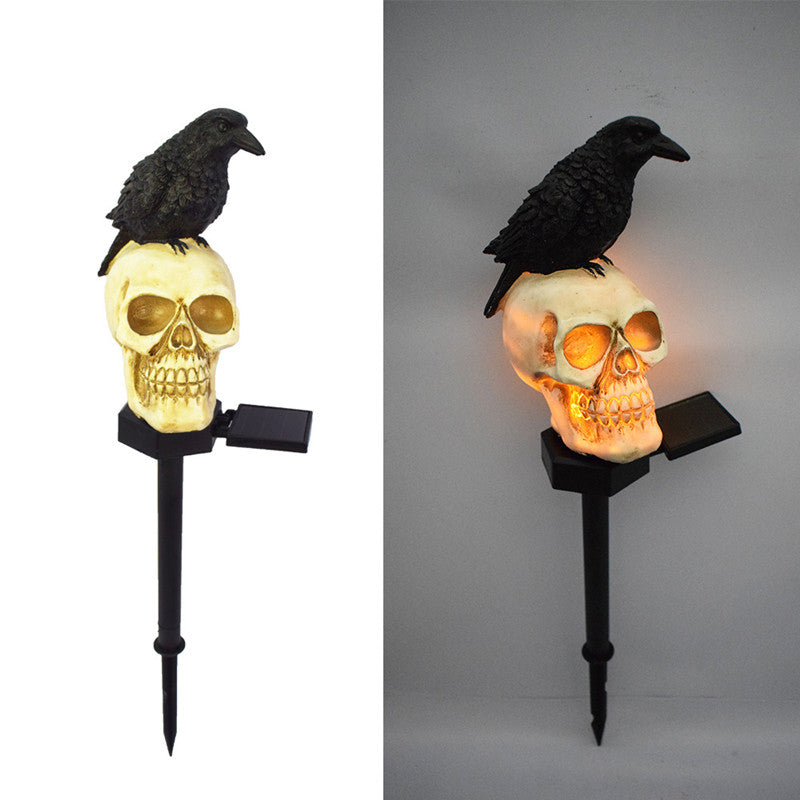 Halloween Outdoor Raven Solar Garden Light Skull Garden Landscape Insert Funny Decorative Light