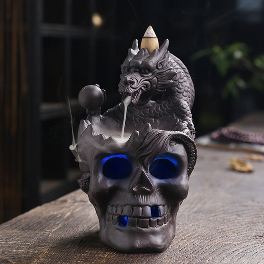 Purple Sand New Aromatherapy Furnace Skull Halloween European Style Home Gift Ornament Backflow Incense Furnace