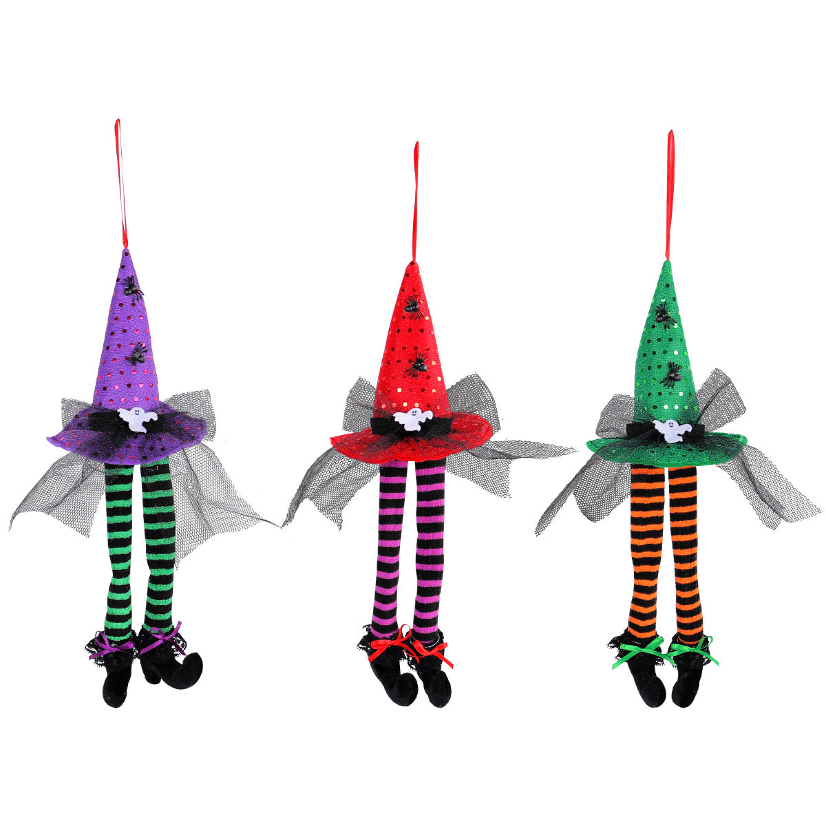 Halloween Witch Hat Window Display Decoration Ghost Festival Bar Party Striped Long Leg Atmosphere Decoration Ornament