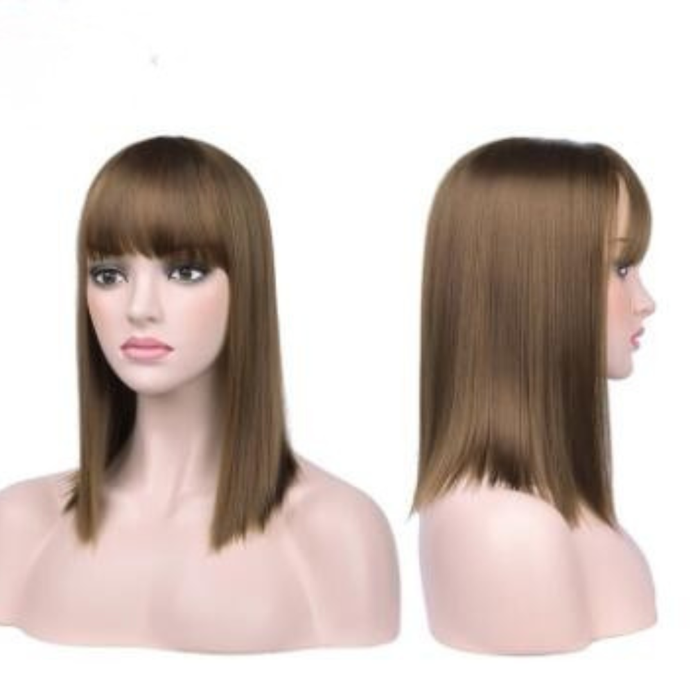 Women’s Short Bob Wig with Bangs – Straight Synthetic Hair Heat Resistant Party & Halloween Wig