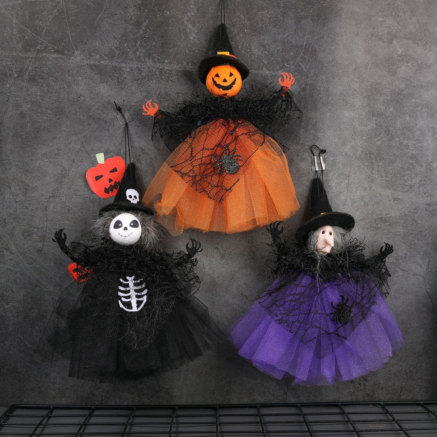 Halloween mesh pendant bar pumpkin witch ghost pendant scene decoration prank pendant