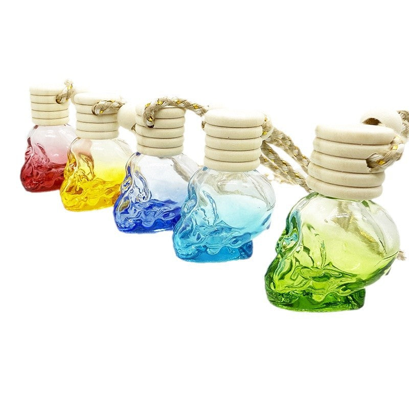 8ML five-line cover color spray skull glass bottle pendant empty bottle wooden cover new style multi-color Halloween