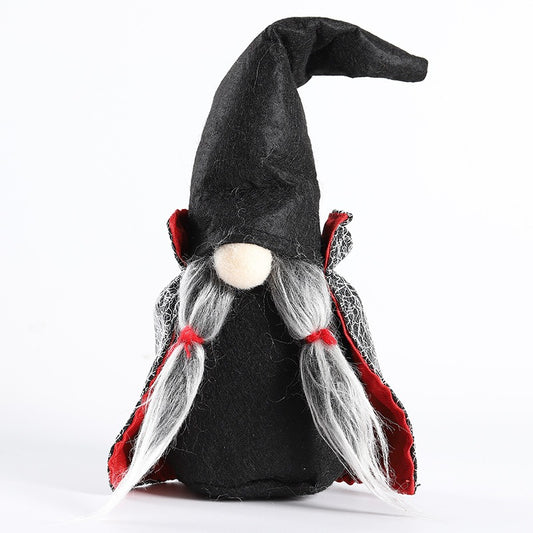 Halloween Dwarf Decoration Faceless Doll Black Witch Cloak Hat Vampire Doll Ornament Gift