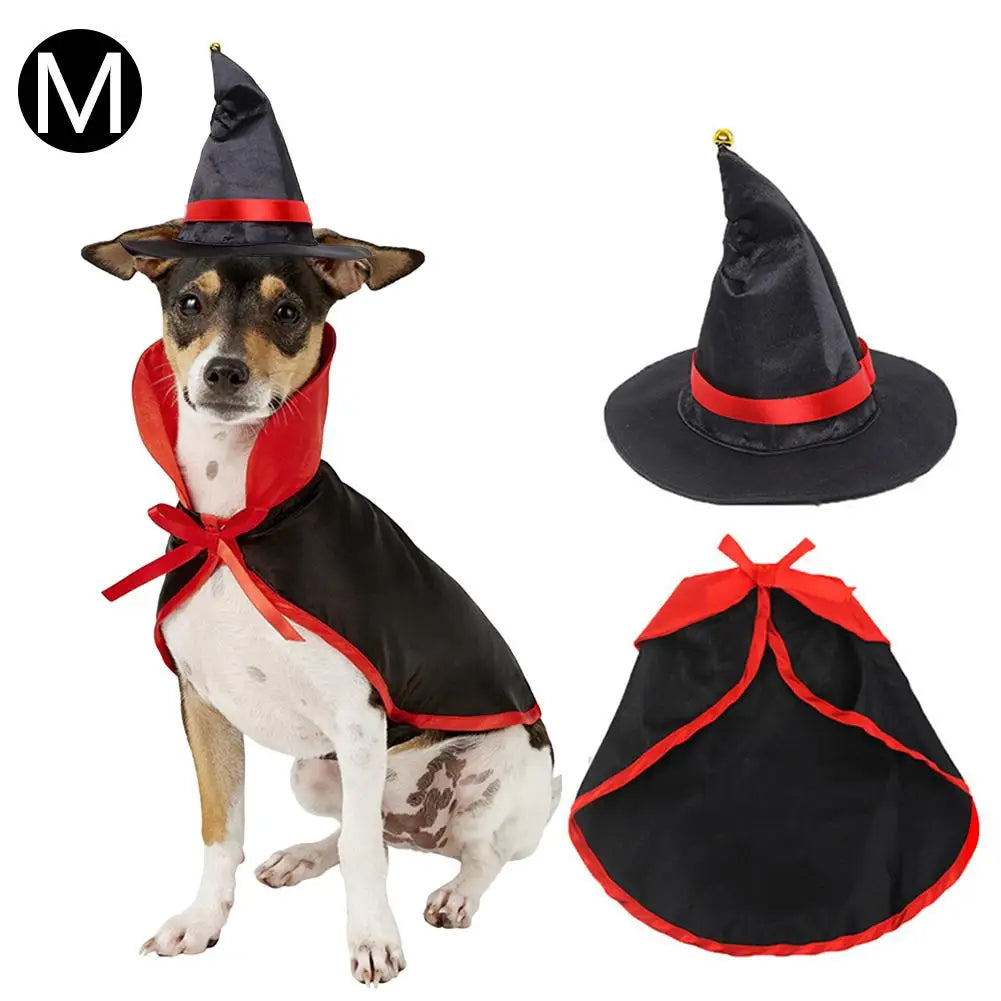 Pet Halloween Cloak & Hat Set – Cat & Dog Cosplay Costume for Masquerade and Party