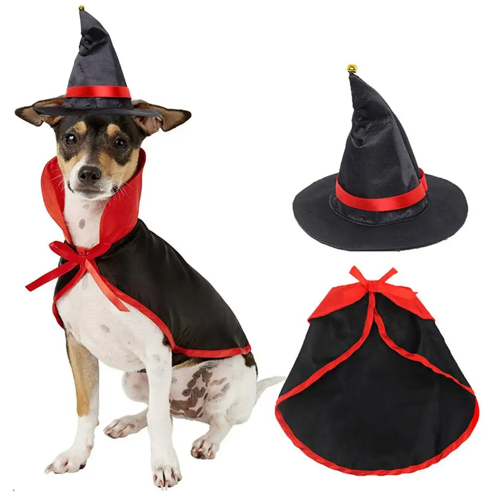 Pet Halloween Cloak & Hat Set – Cat & Dog Cosplay Costume for Masquerade and Party