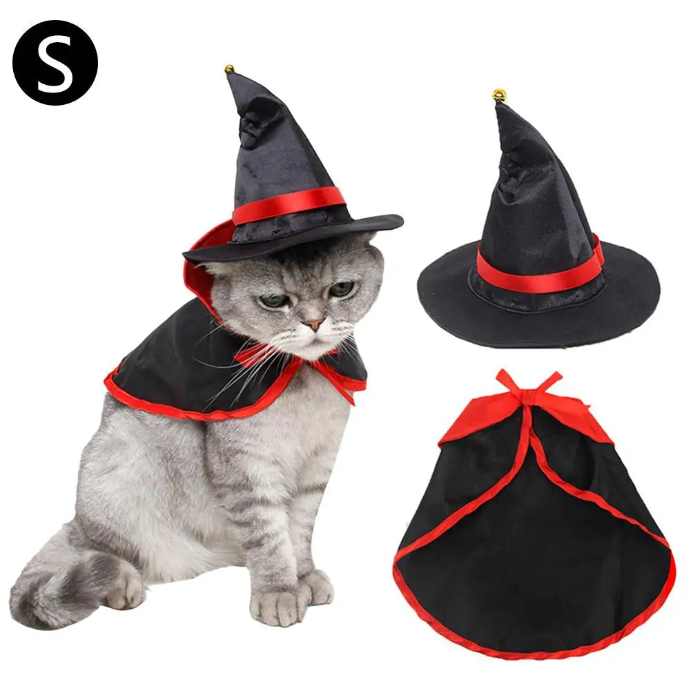 Pet Halloween Cloak & Hat Set – Cat & Dog Cosplay Costume for Masquerade and Party
