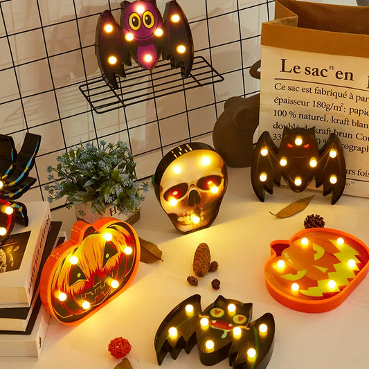 Halloween Lights home Decorative Led Lights Diwali Styling Lamp Night Light Helloween Spider Bat Pumpkin Ghost Skull Lights