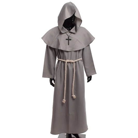 Medieval Monk Hooded Robe – Vintage Renaissance Priest & Friar Costume for Men and Women